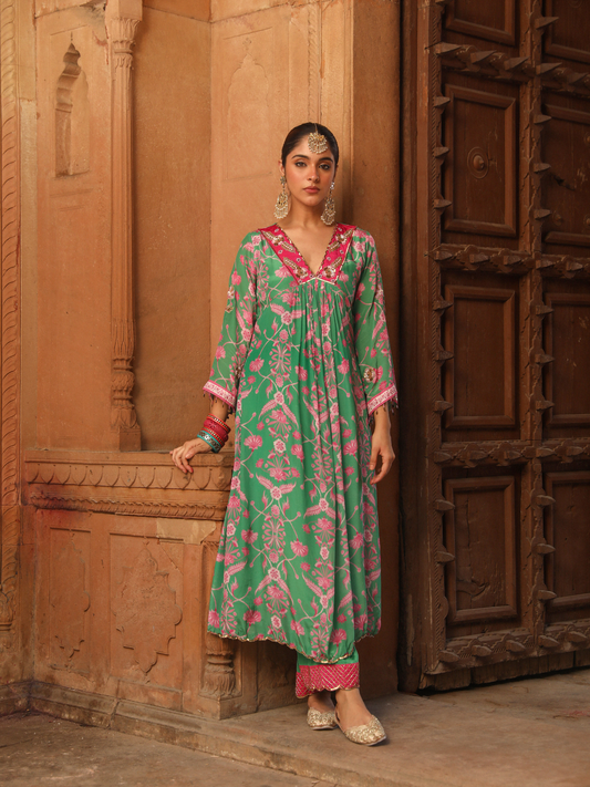 Emerald  Green Chinar Suit Set