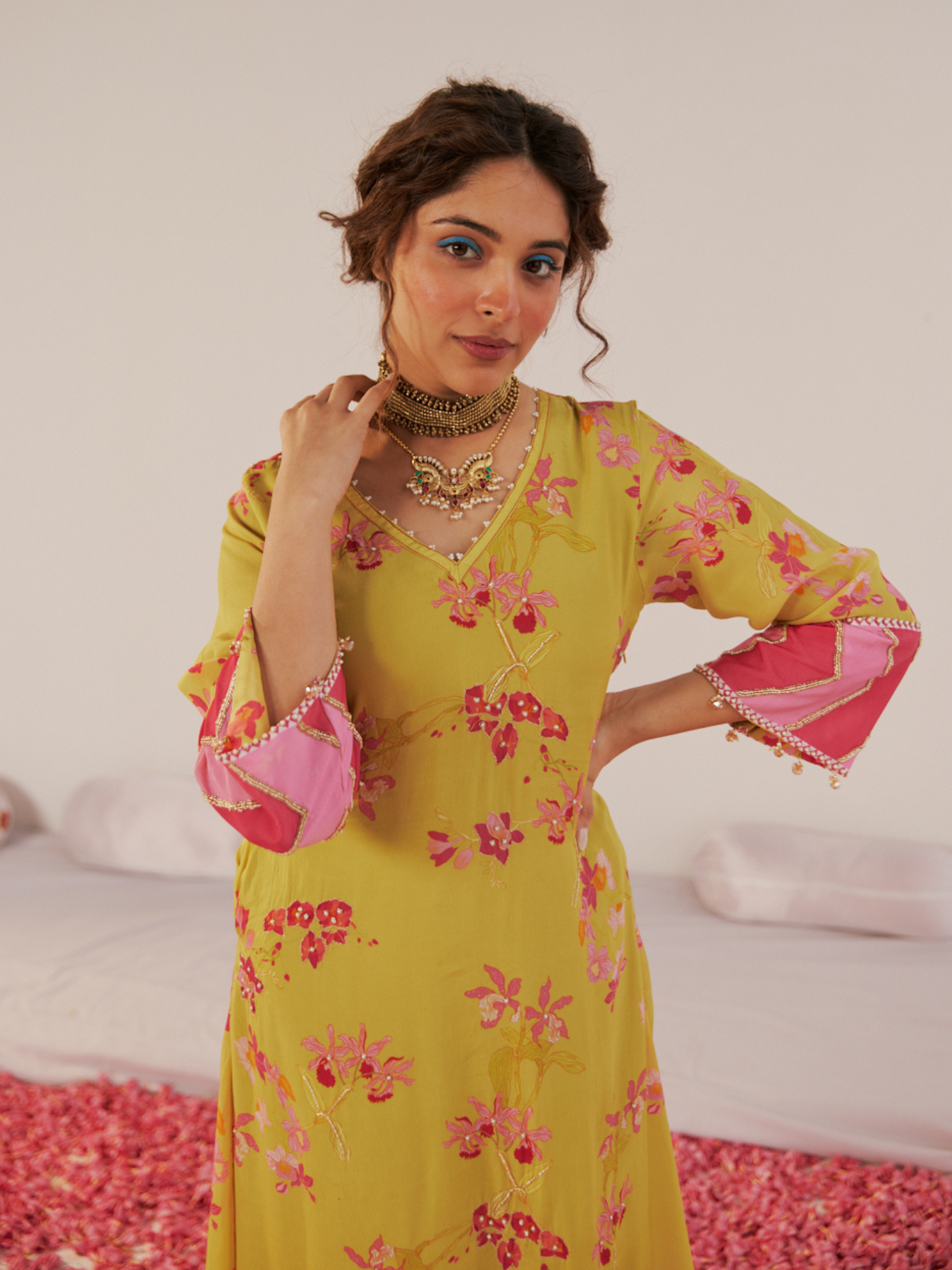 Apple green A-line Kurta set