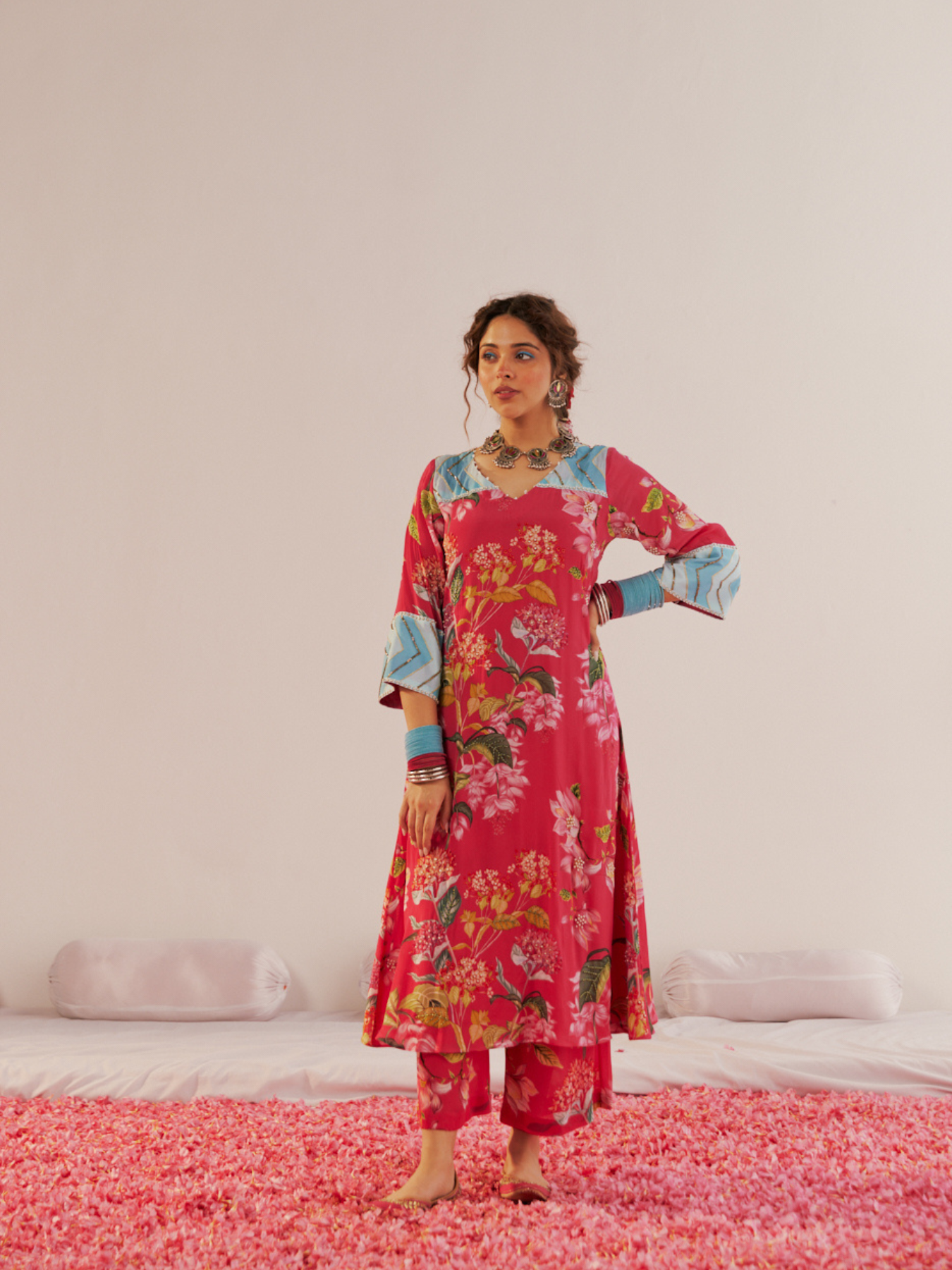 Crimson A-line Kurta Set