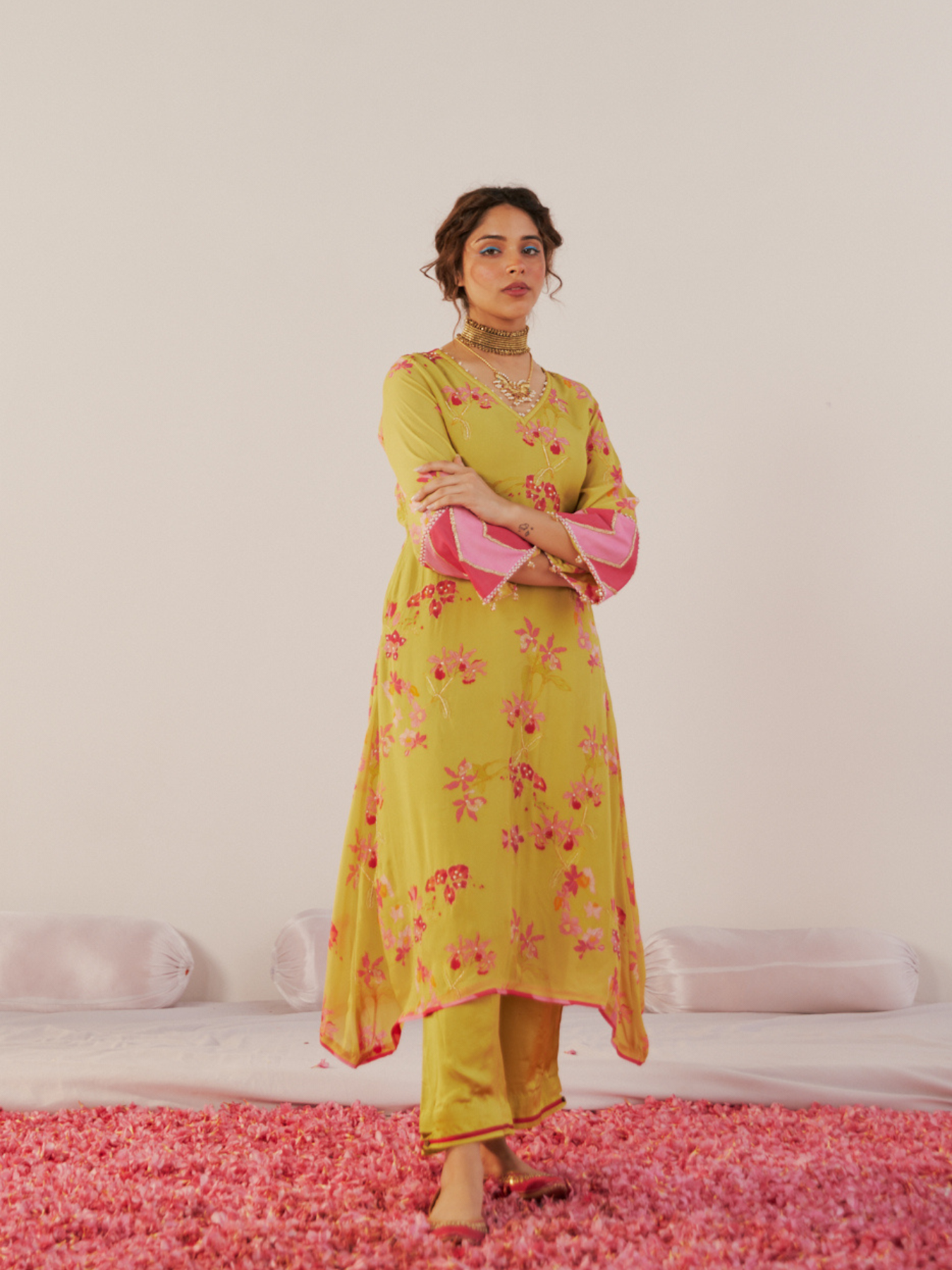 Apple green A-line Kurta set