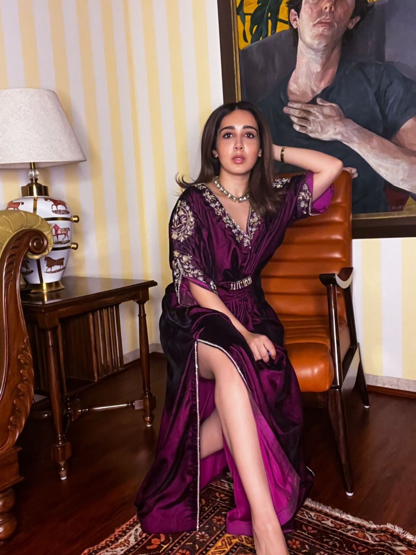 Sanjana Batra- Mulberry Velvet Kaftan