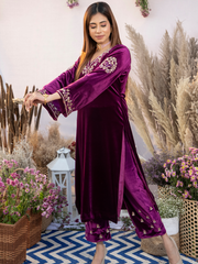 Plum Kurta with Pants