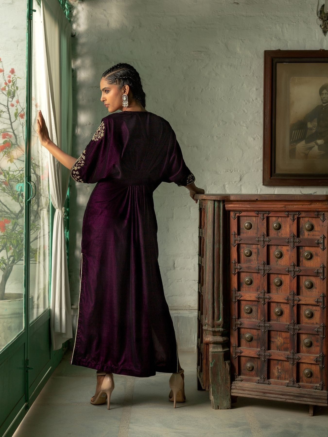 Sanjana Batra- Mulberry Velvet Kaftan