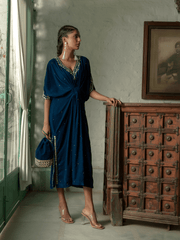 Dusty Teal Velvet Kaftan