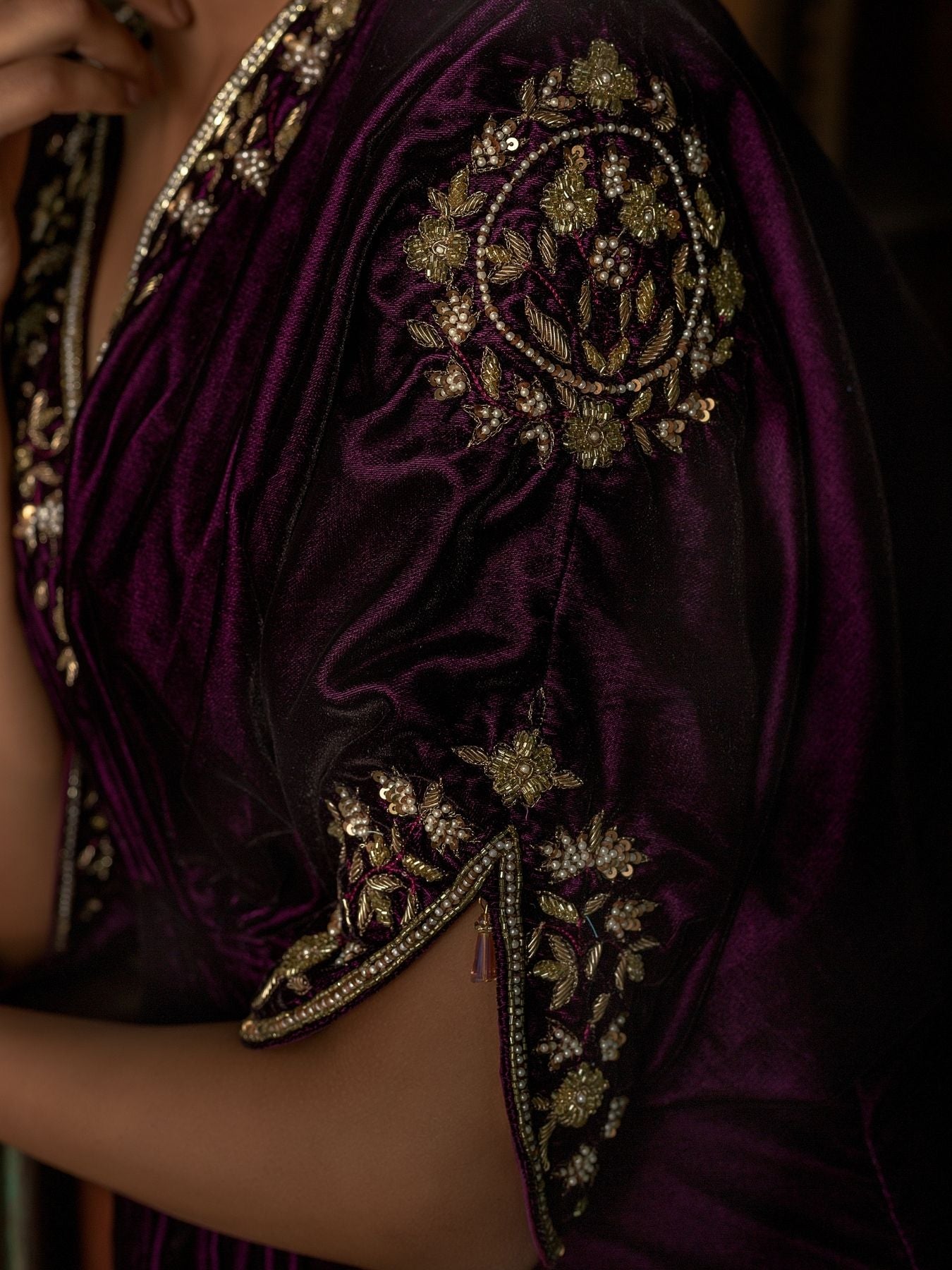 Sanjana Batra- Mulberry Velvet Kaftan