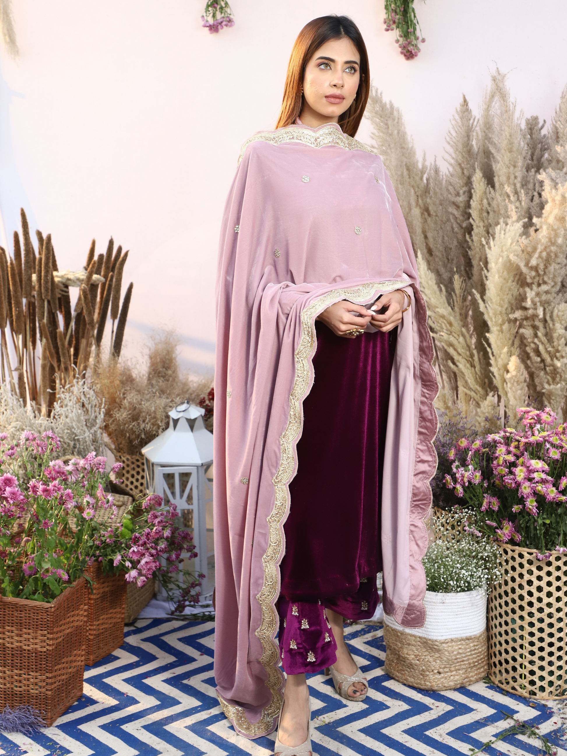 Plum Kurta with Pants