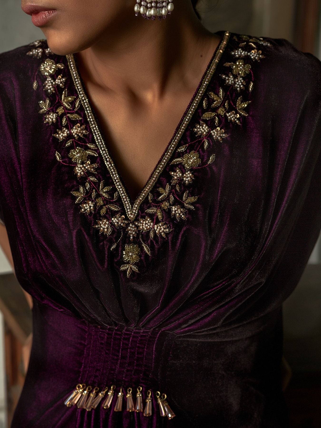 Sanjana Batra- Mulberry Velvet Kaftan